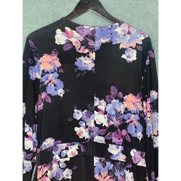 Jennifer Lopez Womens Maxi Dress Size XL Stretch Floral Faux  Wrap Boho Fall - Picture 11 of 12